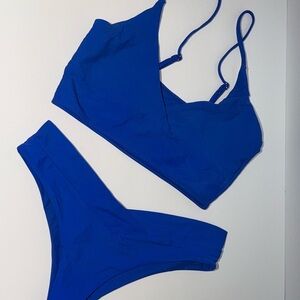SHEIN White and Blue Bikini